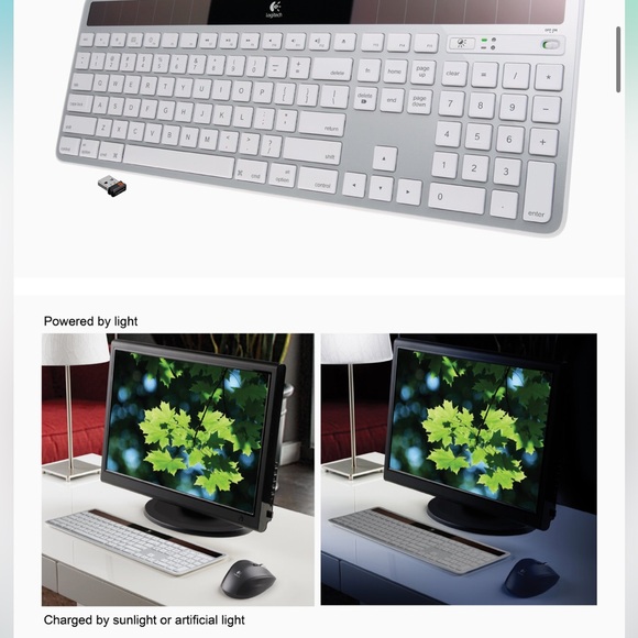 **NIB - Logitech Wireless Solar Keyboard For Mac
K750 -2.4 GHz Silver •Unused! - Picture 2 of 12